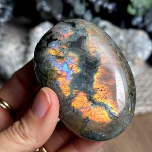 Purple And Pink Flash Labradorite Palm Stone