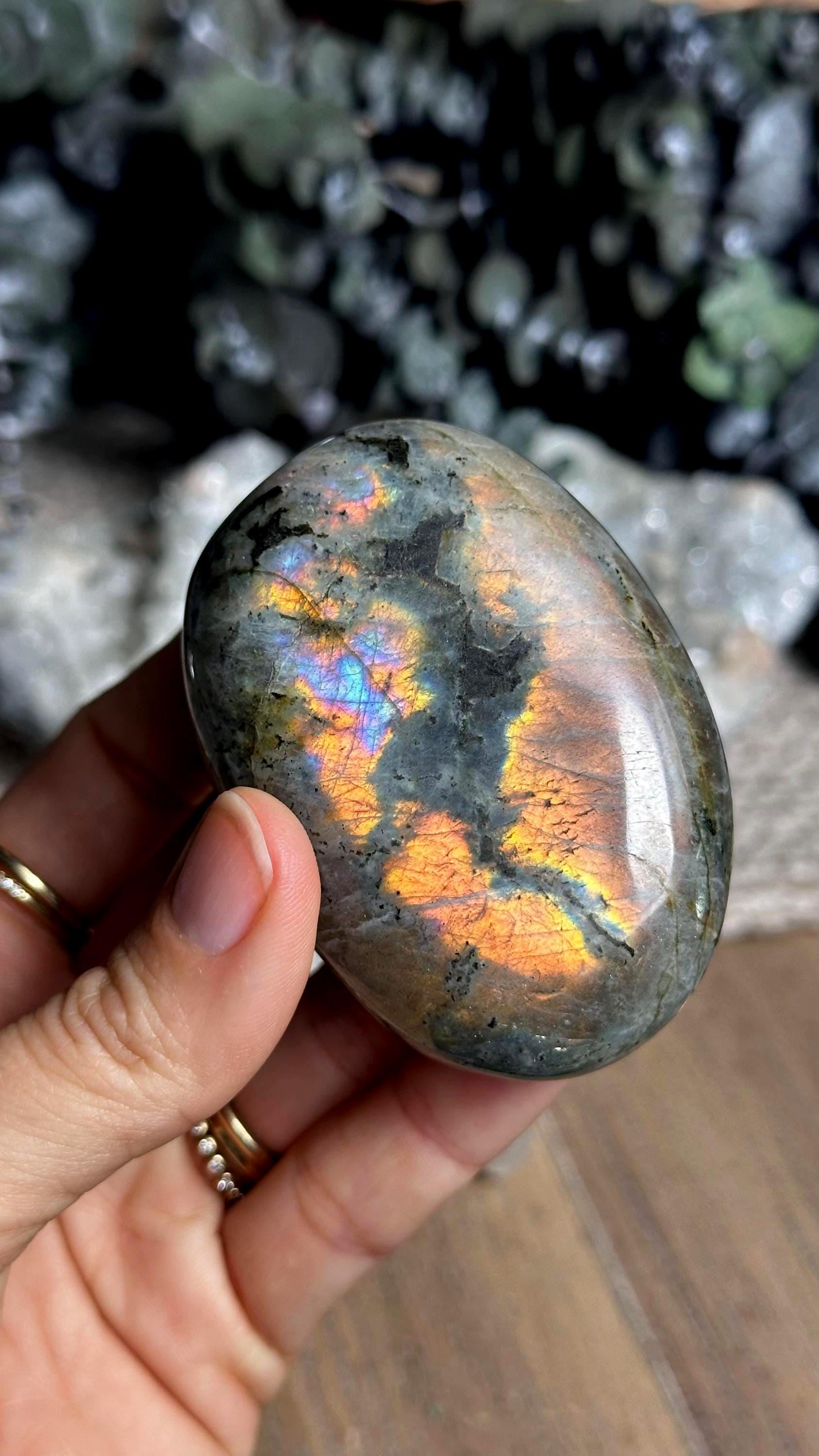 Purple And Pink Flash Labradorite Palm Stone