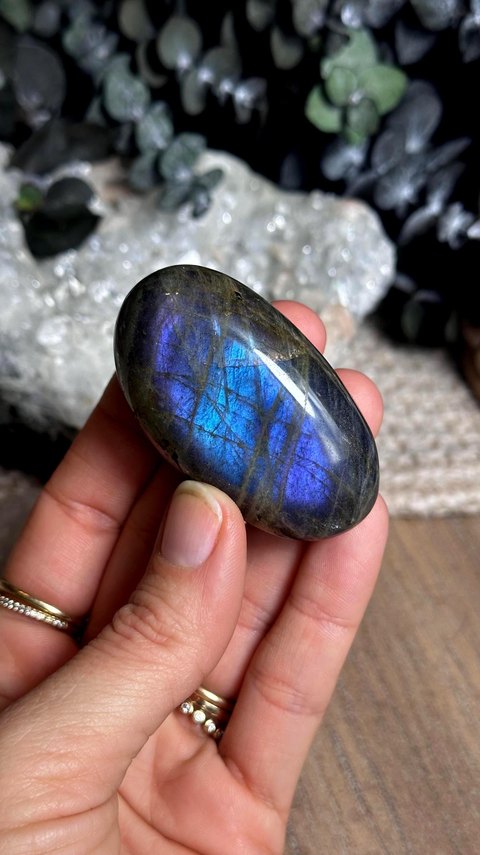 Purple And Pink Flash Labradorite Palm Stone