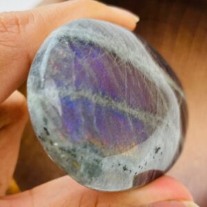 Purple Flash Labradorite Palm Stone - Polished Crystal Gemstone 113.92g