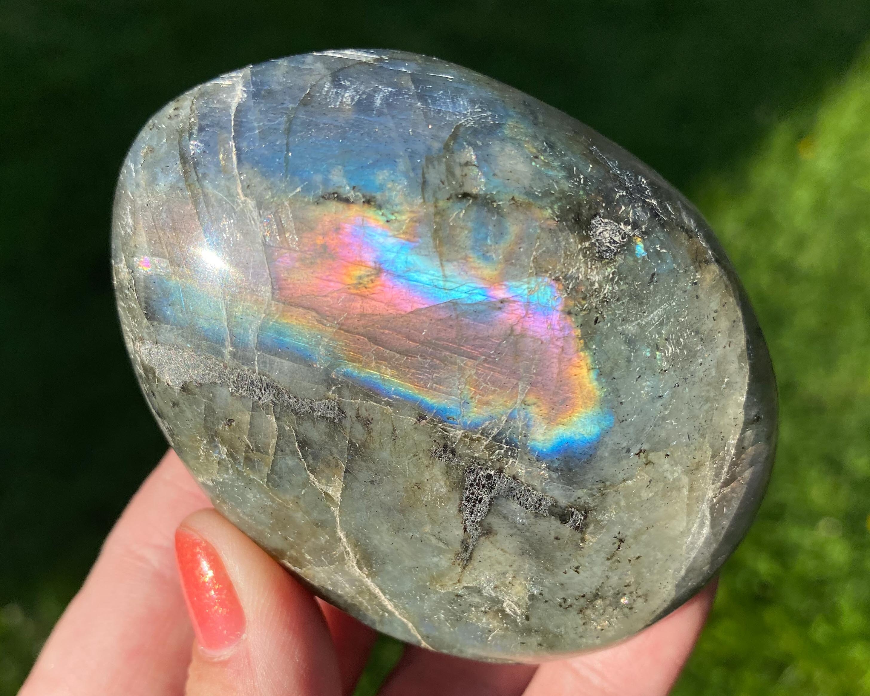 Rainbow Labradorite Palm Stone #1 Pink Blue Flashy Labradorite, Gift For Sagittarius, Crystal For Leo, Scorpio, Third Eye Chakra, Gem Decor