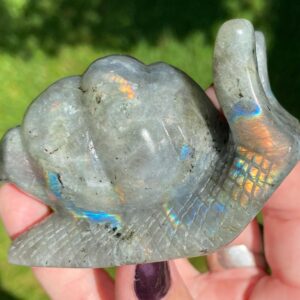 Labradorite Snail Carving With Rainbow Flash, Large Crystal Figurine, Living Room Decor, , Birthday , For Him #2