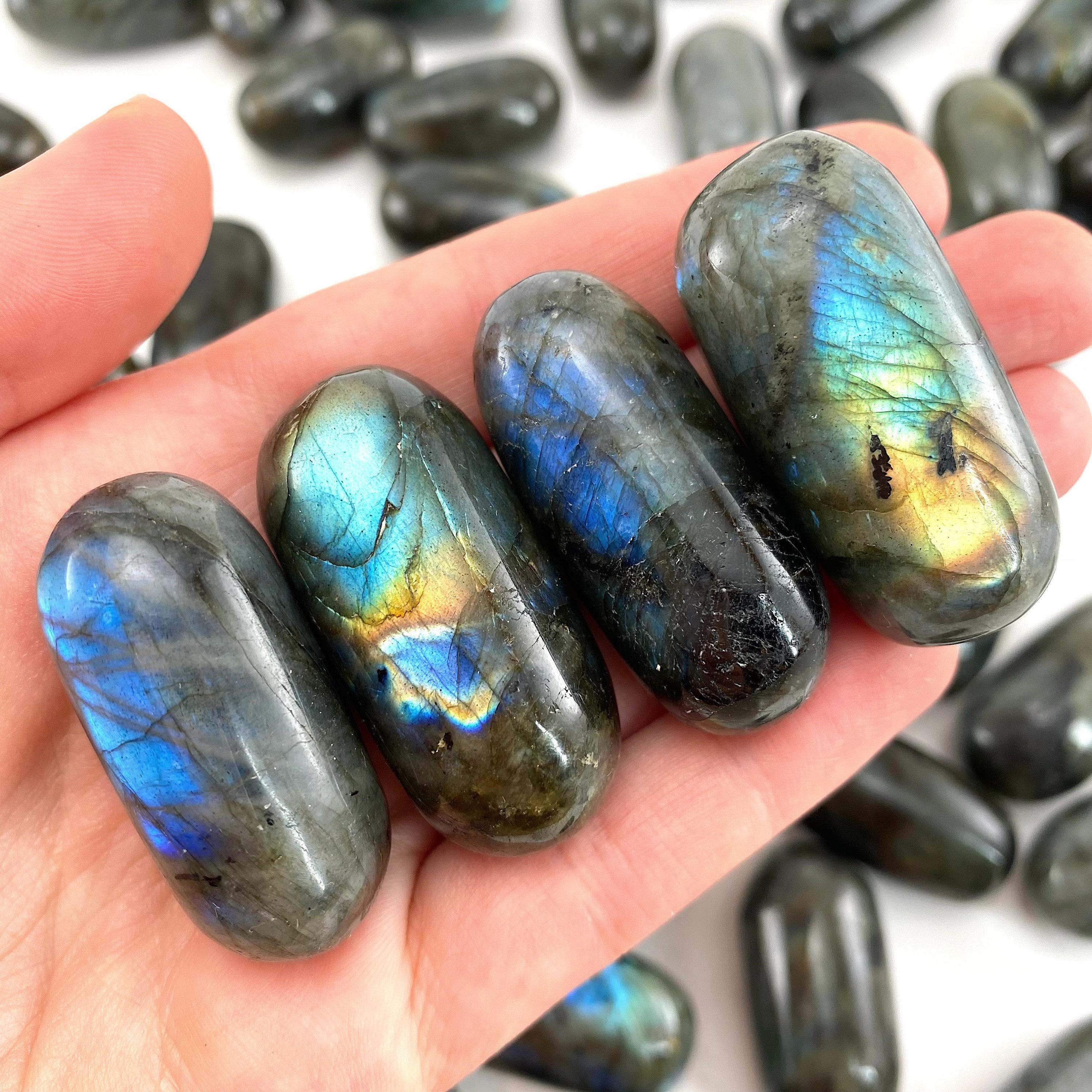 Labradorite Worry Stone | Flashy Polished Tumbled Crystal Lingam (third Eye Chakra)