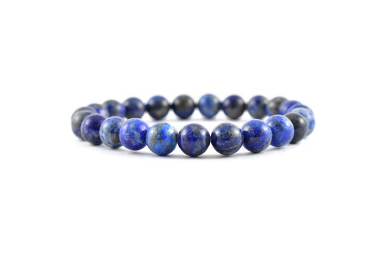 Lapis Lazuli Bracelet - 8mm Round Gemstone Beaded Bracelet
