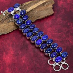 Lapis Lazuli Bracelet, 925 Sterling Silver Jewelry Bracelet, Adjustable Bracelet Gemstone Bracelet Handmade Jewelry Engagement Gifts