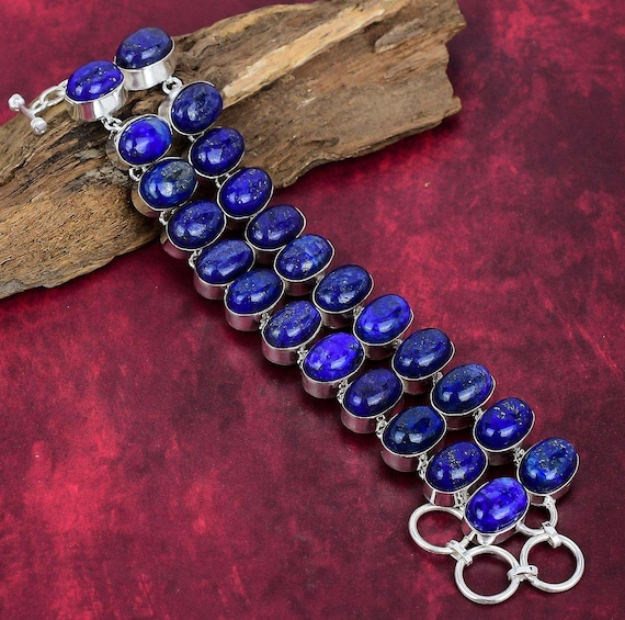 Lapis Lazuli Bracelet, 925 Sterling Silver Jewelry Bracelet, Adjustable Bracelet Gemstone Bracelet Handmade Jewelry Engagement Gifts