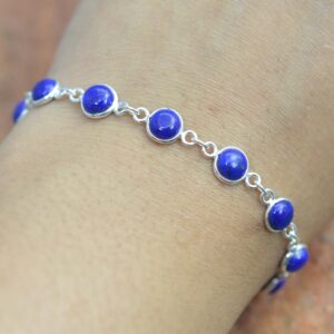 Lapis Lazuli 925 Sterling Silver Adjustable Bracelet
