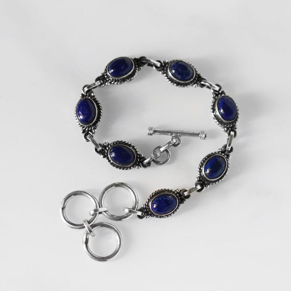 Lapis Lazuli Bracelet: 925 Sterling Silver, September Birthstone Lapis Lazuli Bracelet: 925 Sterling Silver, September Birthstone