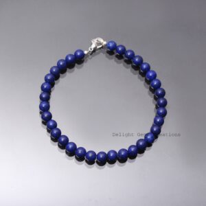 AAA grade blue lapis lazuli beaded bracelet-6mm-6.5mm smooth round blue gemstone jewelry-men bracelet-women bracelet- best gifts for dad/mom