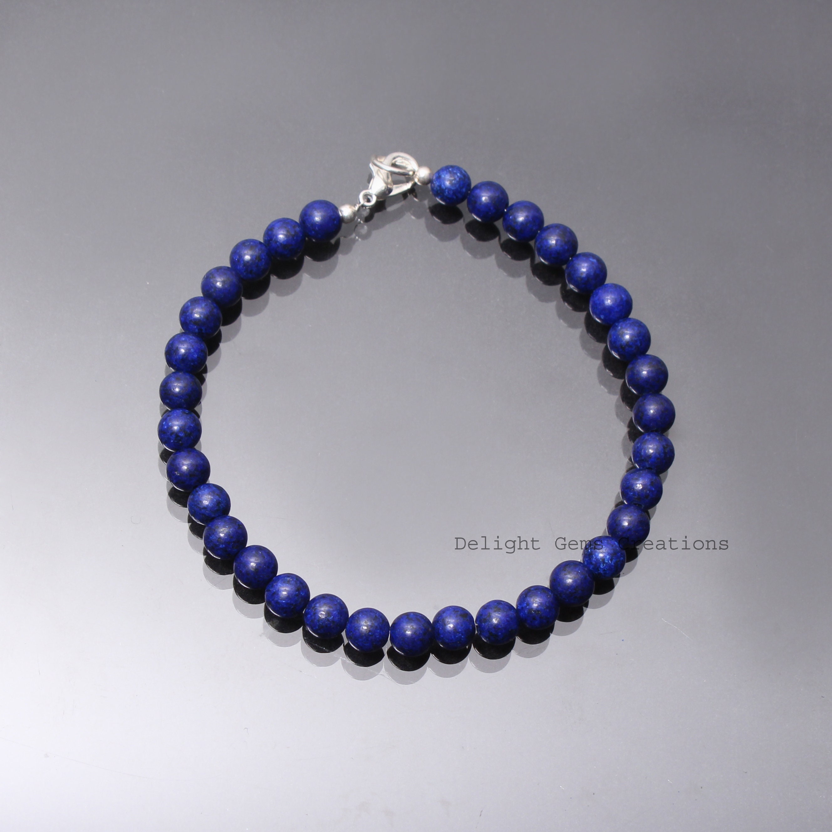 Aaa Grade Blue Lapis Lazuli Beaded Bracelet-6mm-6.5mm Smooth Round Blue Gemstone Jewelry-men Bracelet-women Bracelet- Best Gifts For Dad/mom
