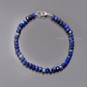 Lapis Lazuli Beaded Bracelet, 5.5mm Faceted Rondelle Gemstone