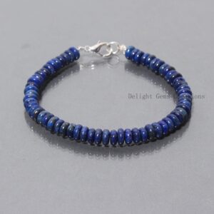Lapis Lazuli Beaded Bracelet, 6-6.5mm Smooth Rondelle Beads
