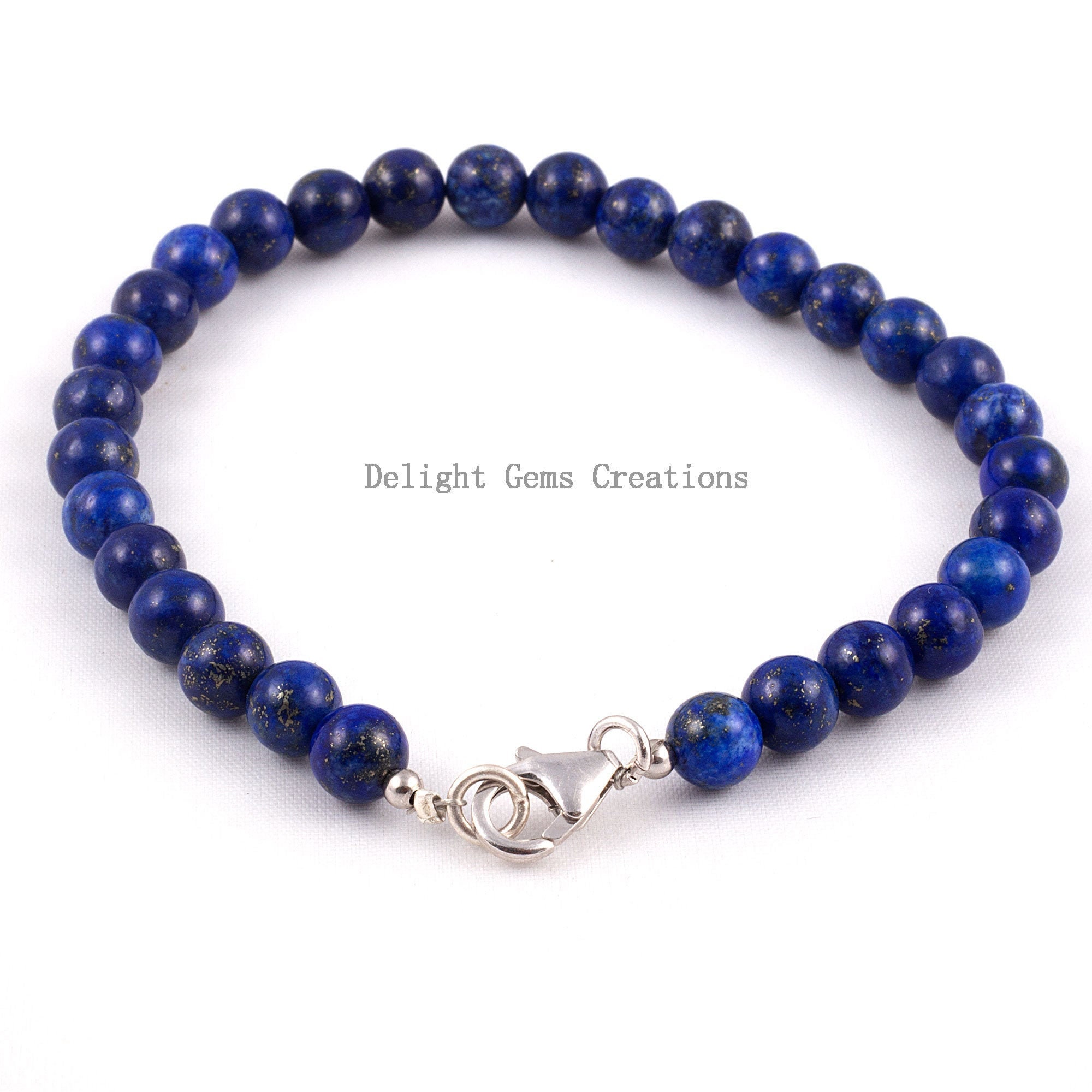 Lapis Lazuli Beaded Bracelet, Calming Jewelry, 6mm Beads