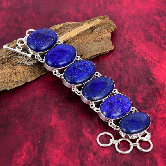 Beautiful Lapis Lazuli Bracelet, 925 Sterling Silver Bracelet, Adjustable Chain Bracelet, Gemstone Bracelet, Handmade Jewelry, Easter Gift Beautiful Lapis Lazuli Bracelet, 925 Sterling Silver Bracelet, Adjustable Chain Bracelet, Gemstone Bracelet, Handmade Jewelry, Easter Gift