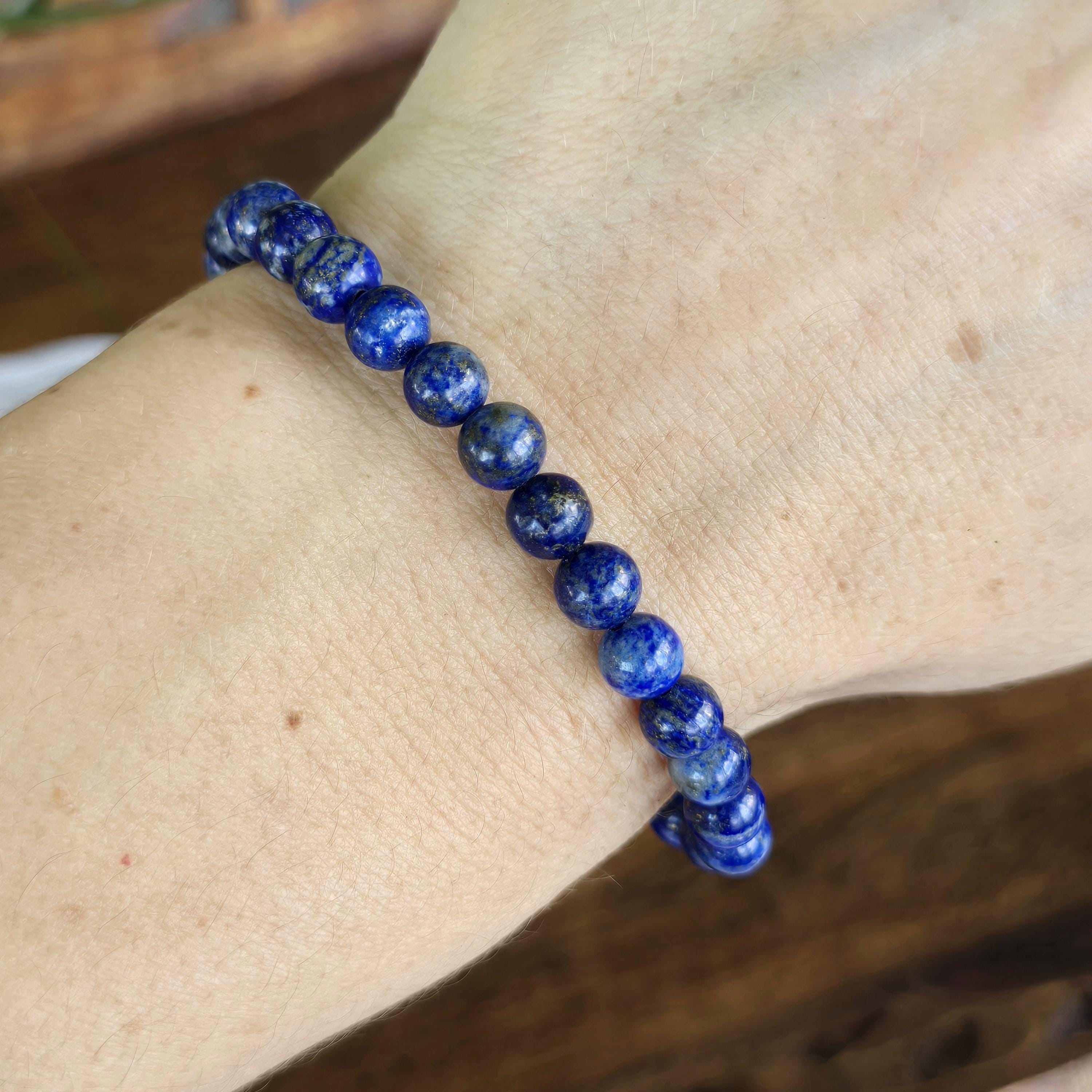 Lapis Lazuli Crystal Bracelet, 4mm, 6mm Gemstone Beaded Bracelet Lapis Lazuli Crystal Bracelet, 4mm, 6mm Gemstone Beaded Bracelet
