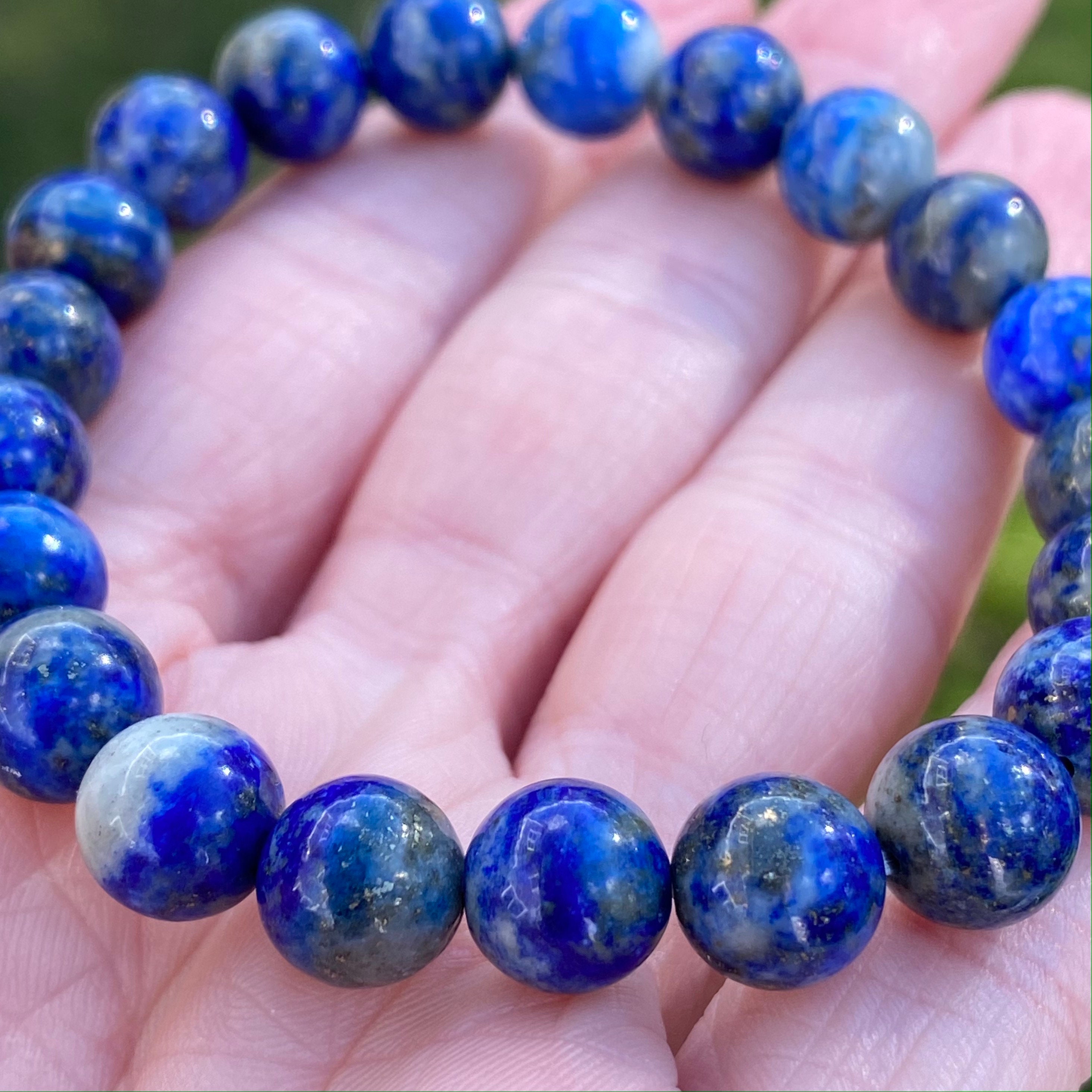 Lapis Lazuli Bracelet, Dark Blue Bead Bracelet | Healing Bracelet With Meaning Card