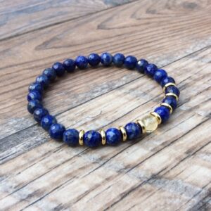 Elegant Lapis Lazuli Gemstone Bracelet - Stretch Design, Blue Beads