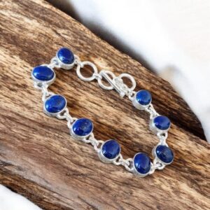 Handmade Lapis Lazuli Bracelet: 925 Sterling Silver Gemstone Jewelry