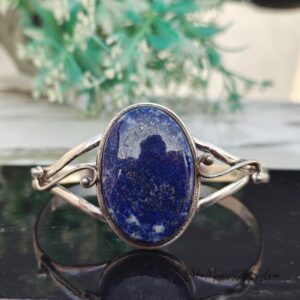 Handmade Lapis Lazuli 925 Sterling Silver Bangle Bracelet