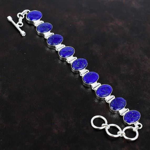 Lapis Lazuli Bracelet: Handmade 925 Sterling Silver Adjustable Chain Lapis Lazuli Bracelet: Handmade 925 Sterling Silver Adjustable Chain