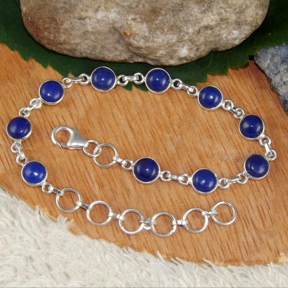 Handmade Lapis Lazuli Bracelet: 925 Sterling Silver Bohemian Jewelry Handmade Lapis Lazuli Bracelet: 925 Sterling Silver Bohemian Jewelry