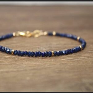 Lapis Bracelet, Lazuli Lapis Jewelry, Gold Filled Beads, Minimalist, Layering Bracelet, Gemstone Jewelry