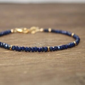 Lapis Bracelet, Lazuli Lapis Jewelry, Minimalist, Layering Bracelet, Gemstone Jewelry, Silver, Gold Or Rose Gold