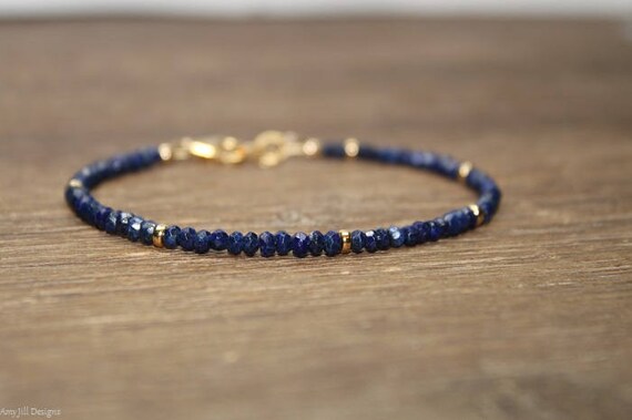 Lapis Bracelet, Lazuli Lapis Jewelry, Minimalist, Layering Bracelet, Gemstone Jewelry, Silver, Gold Or Rose Gold