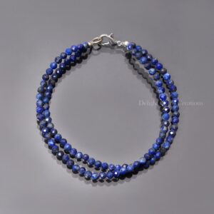 Natural Lapis Lazuli Beaded Bracelet, 3.5mm Lapis Lazuli Bracelet, Micro Faceted Round Lapis Lazuli Beads Bracelet, Lapis Beaded Jewelry