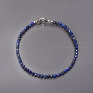 Natural Lapis Lazuli Beaded Bracelet, Micro Faceted 3.5mm Gemstone