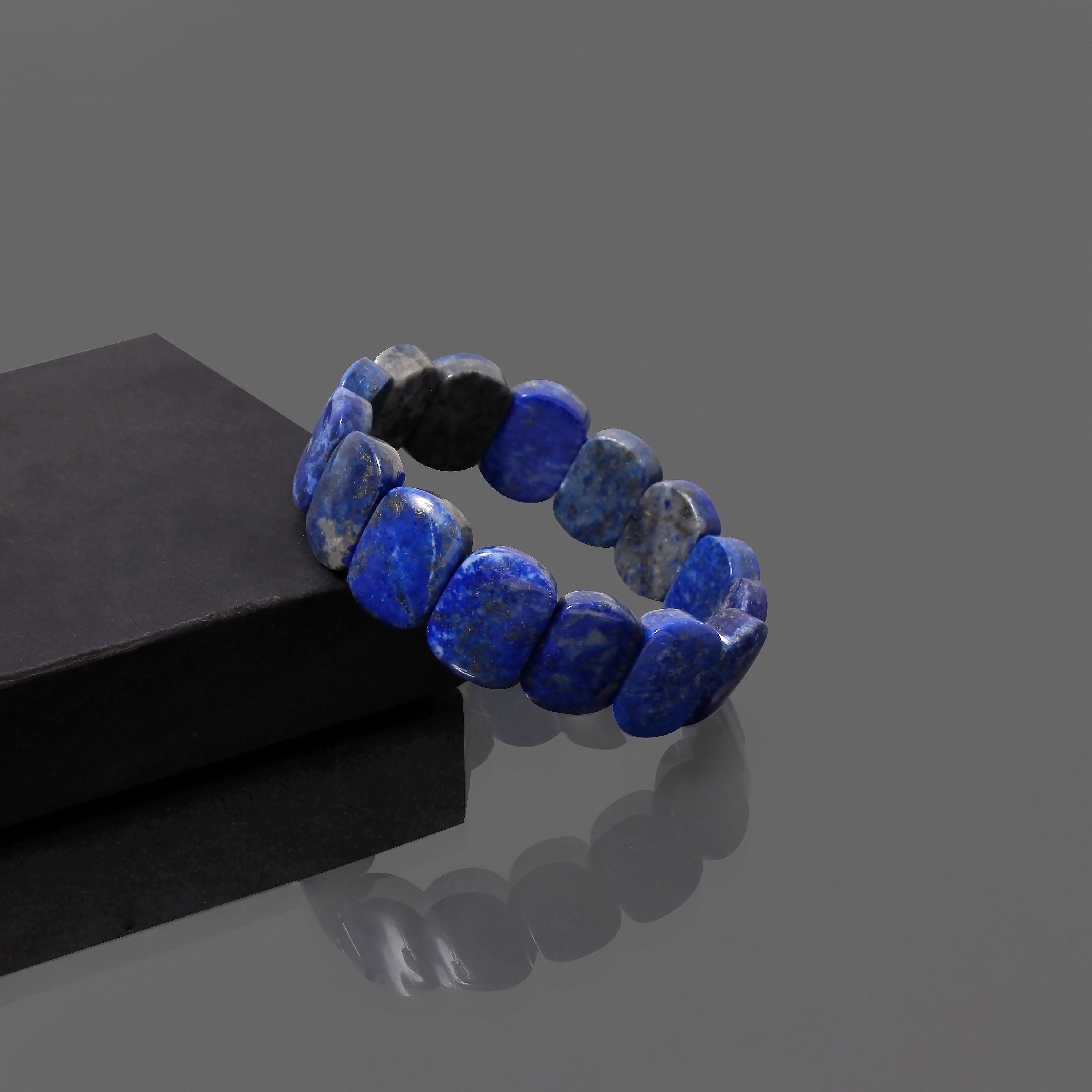 Natural Lapis Lazuli Stretch Bracelet, 13x17mm Lapis Lazuli Oval Beads Bracelet, Stretchable Bracelet, Unisex Bracelet, Birthday Gift