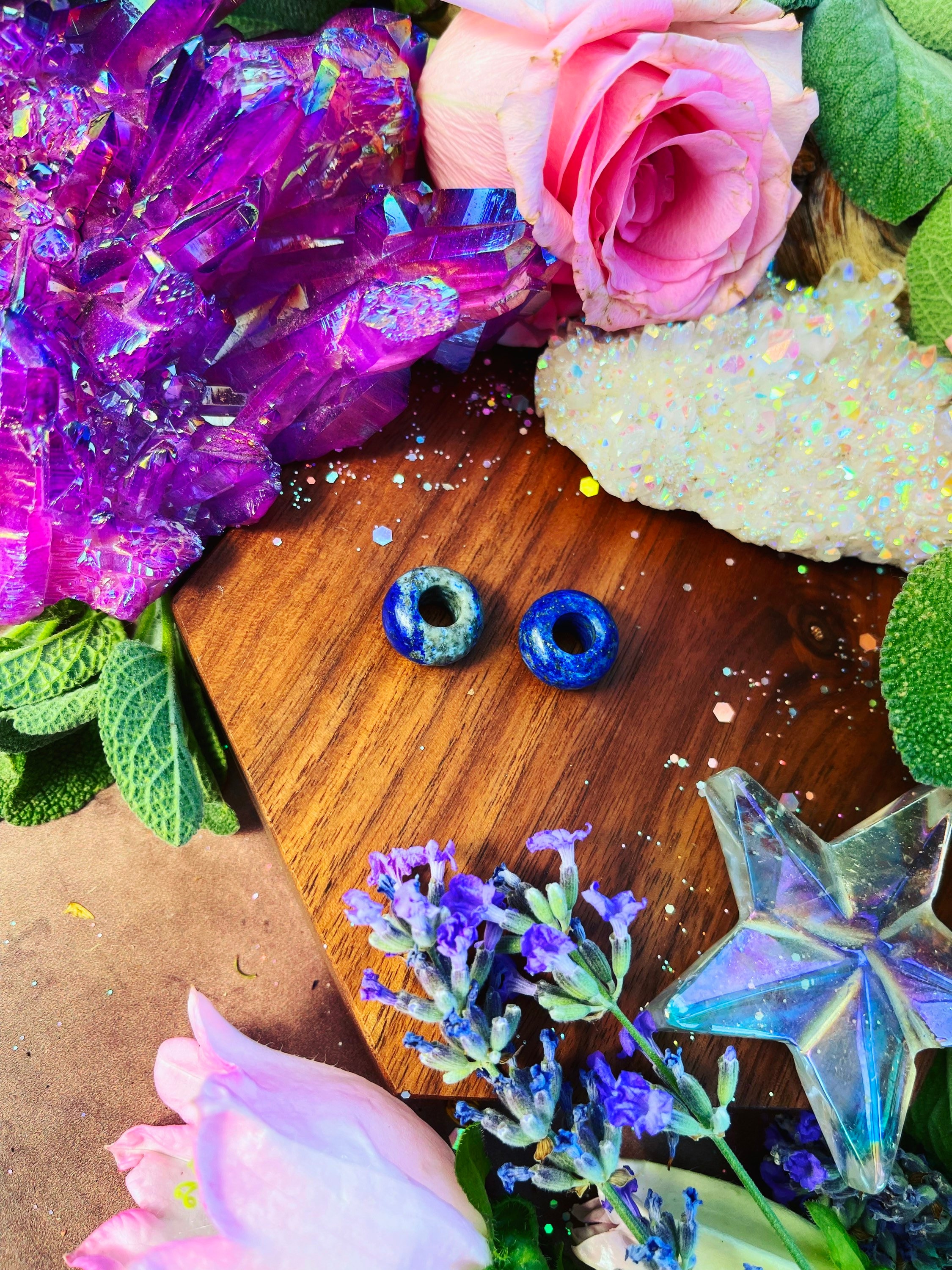 Lapis Lazuli Braid Beads ~ Anita Apothecary, Dread Beads, Dread Decorations, Hair Jewelry, Amethyst Beads, Witch Decor, Crystal Hair Beads