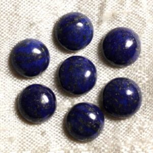 1pc - Cabochon Pierre Lapis Lazuli Rond 8mm Bleu Roi Nuit Doré - 7427039734660