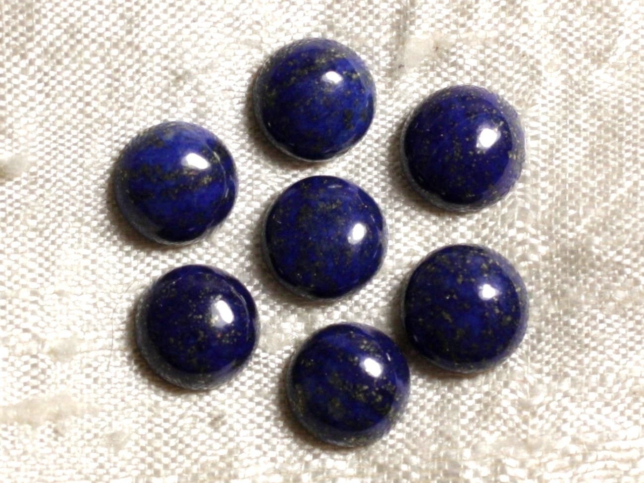 1pc - Cabochon Pierre Lapis Lazuli Rond 8mm Bleu Roi Nuit Doré - 7427039734660