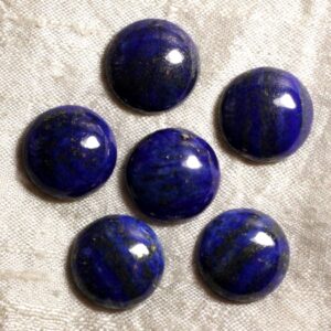 1pc - Cabochon Pierre Lapis Lazuli Rond 12mm Bleu Roi Nuit Doré - 7427039734677