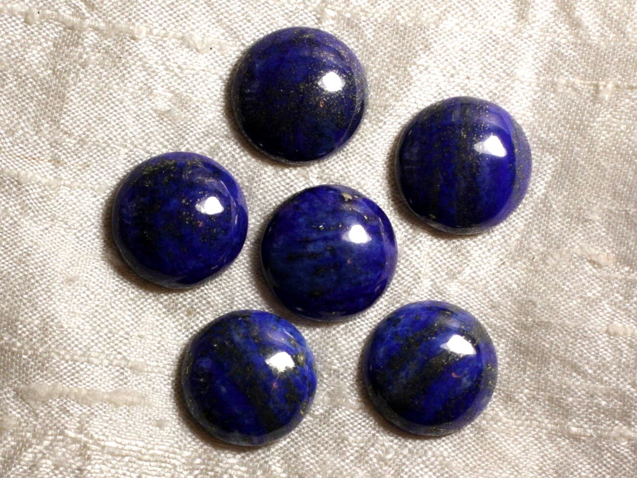 1pc - Cabochon Pierre Lapis Lazuli Rond 12mm Bleu Roi Nuit Doré - 7427039734677