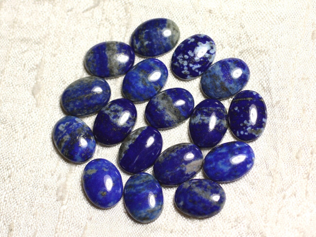1pc - Cabochon Pierre - Lapis Lazuli Ovale 18x13mm Bleu Nuit Doré - 7427039734684