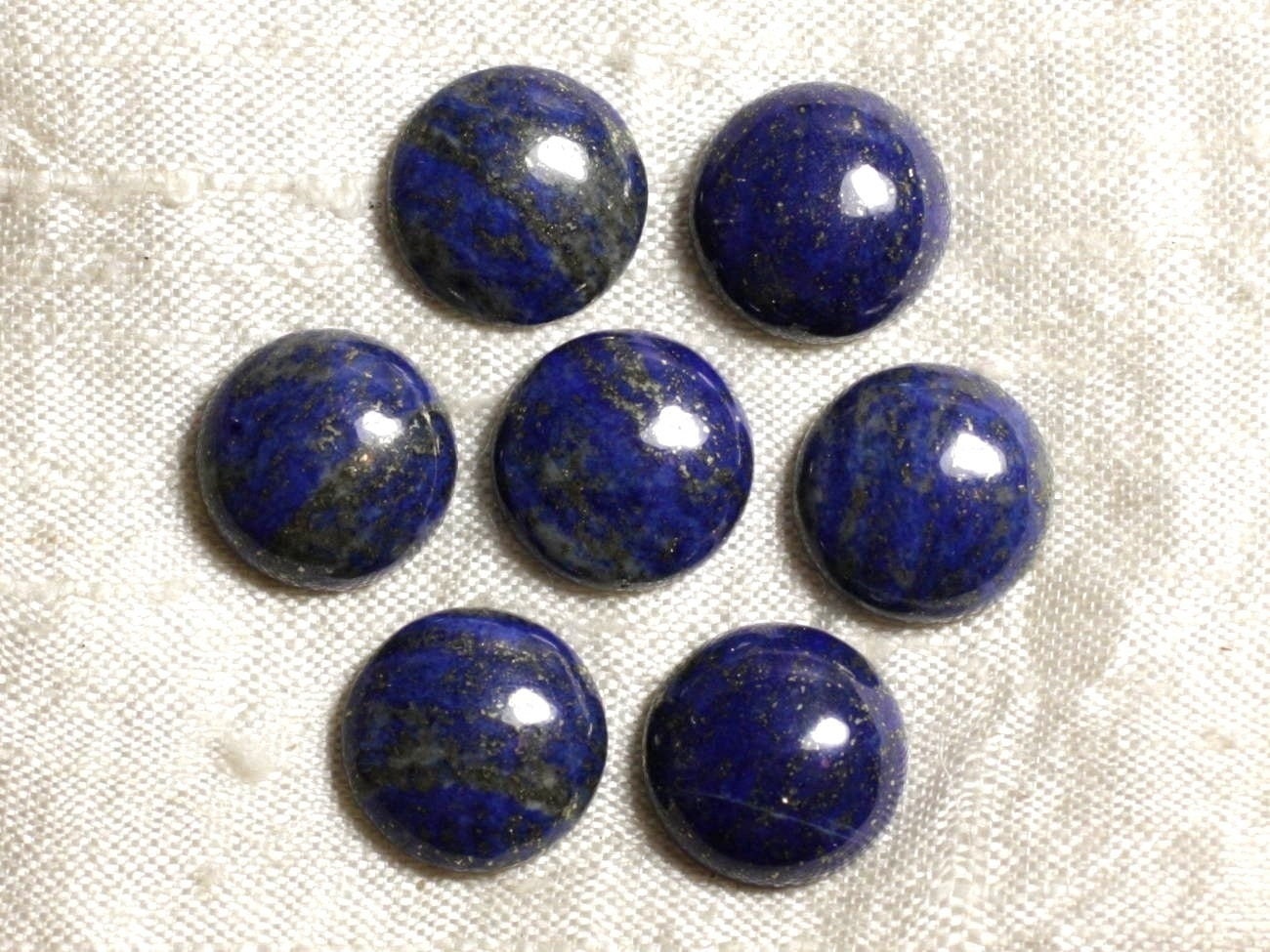 2pc - Cabochons Pierre Lapis Lazuli Ronds 6mm Bleu Roi Nuit Doré - 7427039732901