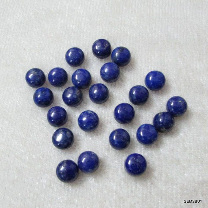 Aaa Lapis Lazuli Cabochons: Round Gemstones (6-8mm, 10 Pieces)