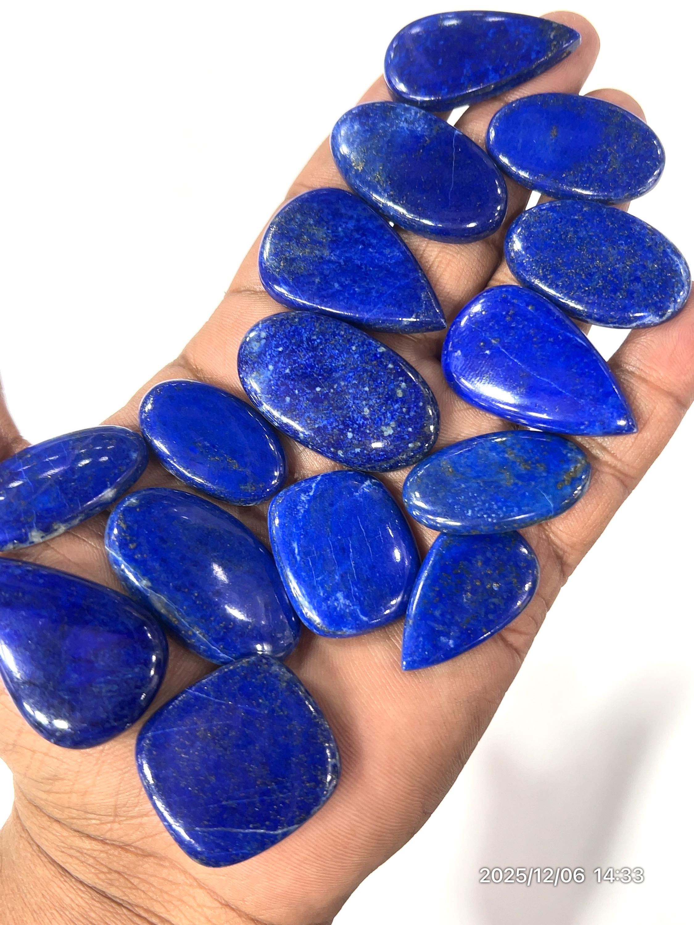 Aaa Lapis Lazuli Cabochons - 15 Piece Mix, Deep Blue Gemstones