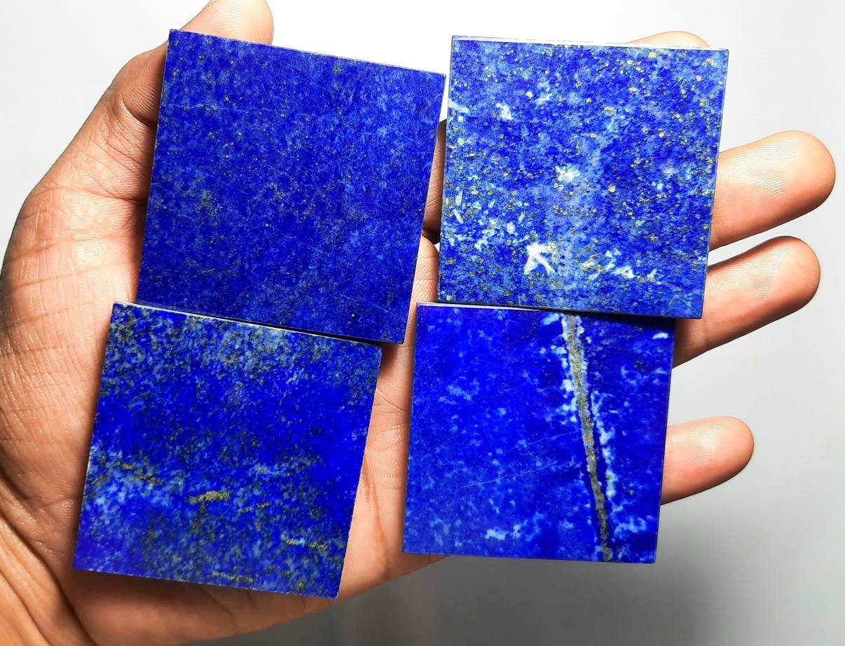 Aaa Lapis Lazuli Square Cabochon: Flat Polished Gemstone (40-50mm),lapis Lazuli Both Side Flat Square Cabochon For Jewelry,pendent,healing