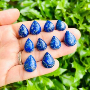 Blue Lapis Lazuli Teardrop Cabochon: Pyrite Crystal Gemstone (14-20mm)