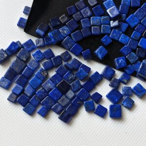 Lapis Lazuli Cabochons, Natural Loose Lapis Lazuli Plain Smooth Square Flat Back Cabochons 4-5mm For Jewelry (5cts To 10cts Option)- Pksg246