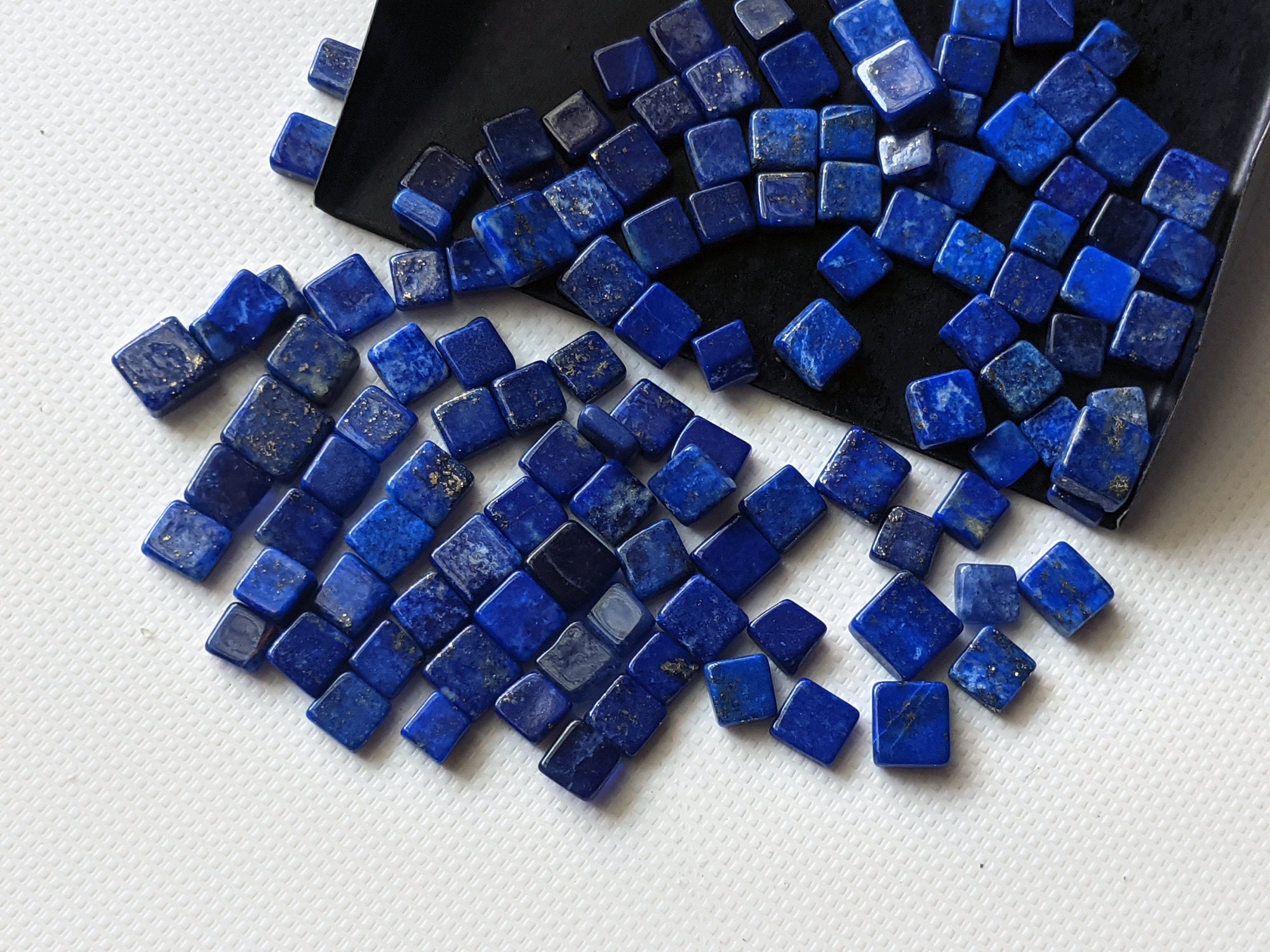 Lapis Lazuli Cabochons, Natural Loose Lapis Lazuli Plain Smooth Square Flat Back Cabochons 4-5mm For Jewelry (5cts To 10cts Option)- Pksg246