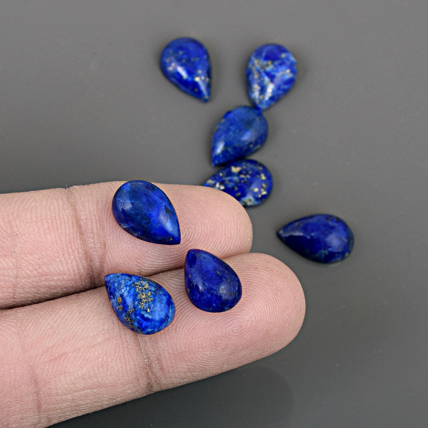 Natural Blue Lapis Lazuli Pear Shape Cabochon Flat Back Calibrated Gemstone For Jewelry Making All Sizes Available 3x5-20x30mm