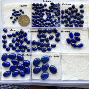 Natural Lapis Lazuli Oval Shaped Blue Color Smooth Flat Back Loose Cabochons For Jewelry, 7mm/8mm/10mm/11mm/12mm/15mm/18mm Lapis, GDS2274/17