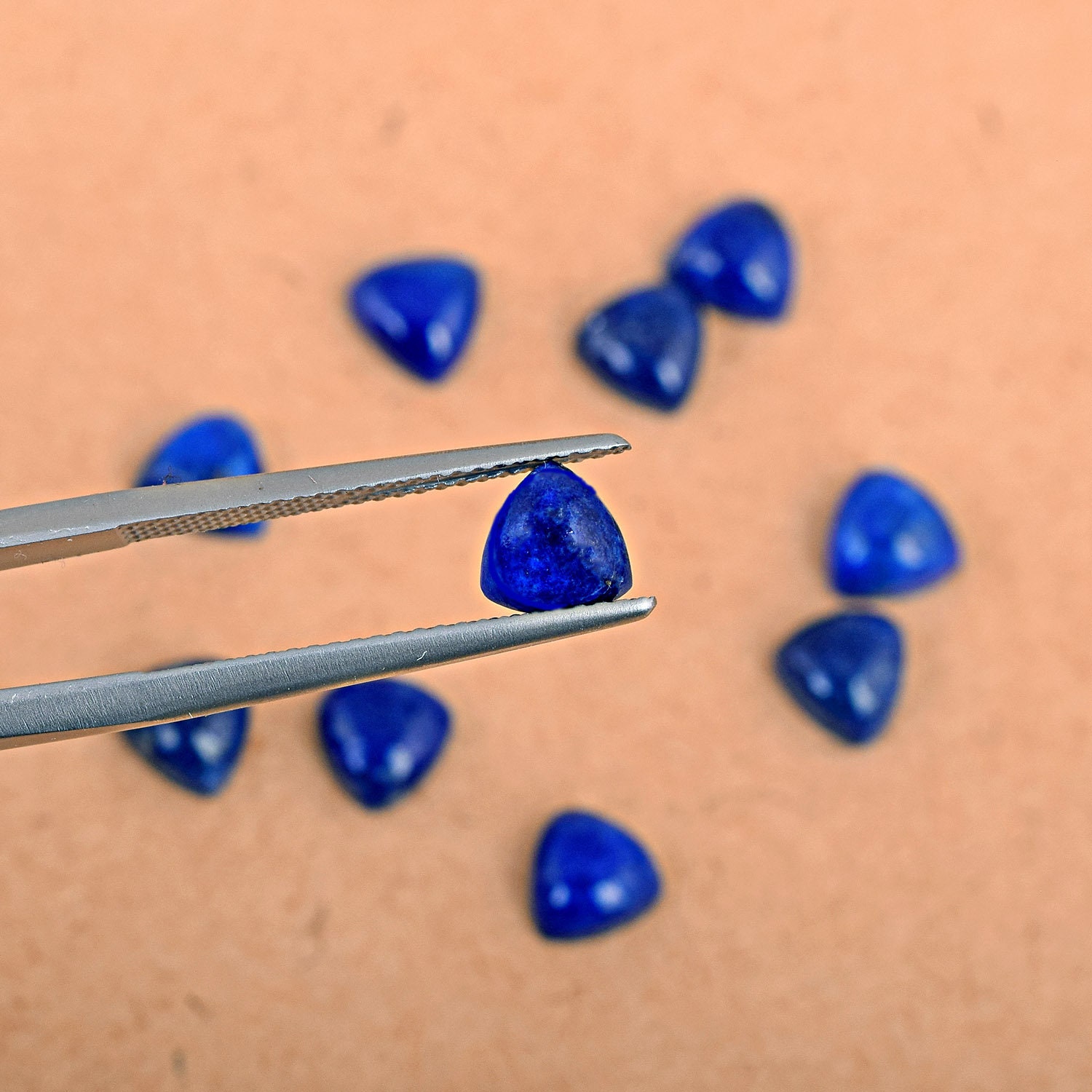 Natural Lapis Lazuli Trillion Shape Cabochon Gemstone 3x3mm To 25x25mm Blue Lapis Loose Gemstone For Rings, Earrings & Jewelry Making