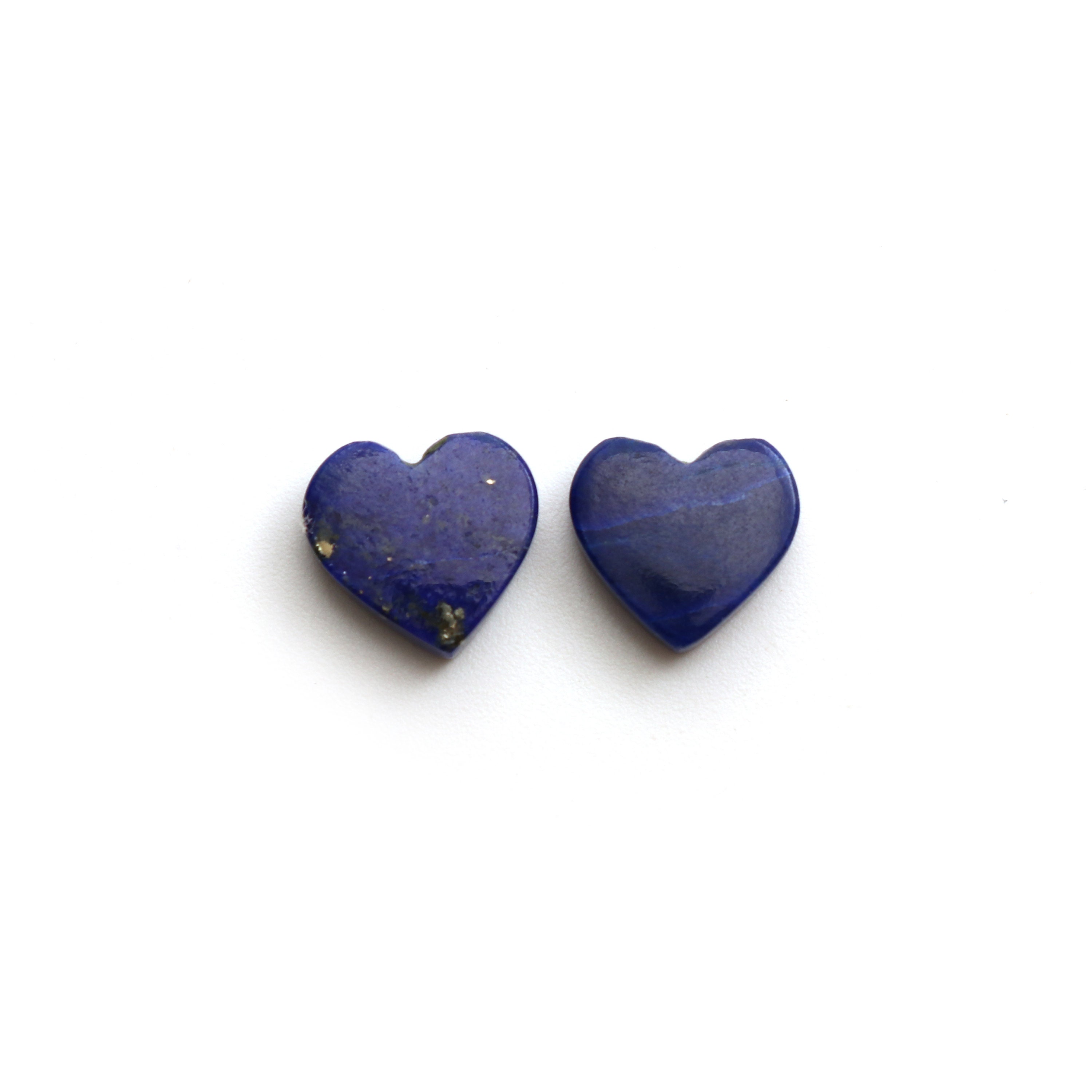 Lapis Smooth Heart Shape Both Side Flat Loose Gemstone, 12x12mm - Lapis Heart, Lapis Cabochon Gemstone, Set Of 2 Pieces