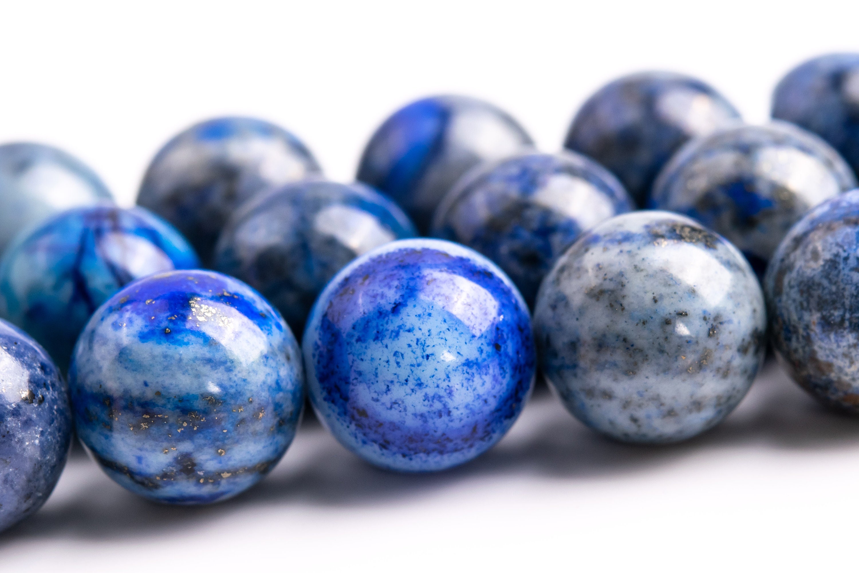 10-11mm Light Blue Lapis Lazuli Beads Grade Ab Gemstone Full Strand Nugget Round Loose Beads 15.5" (118622-4057)