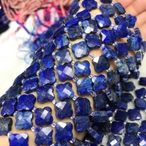 10×12mm Natural Lapis Lazuli  Four-leaf clover Nugget  Loose Beads, DIY Handmade Jewelry Making Beads,15 inches one starand